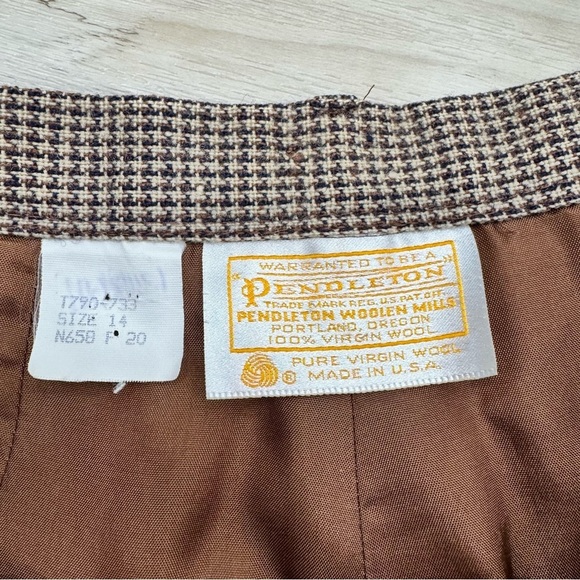 Pendleton Woolen Mills Deadstock 100% Virgin Wool Plaid Houndstooth High Rise - Picture 6 of 8